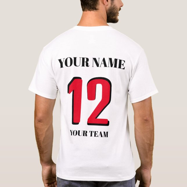 Sport customised Name number icon or flag T-Shirt (Back)