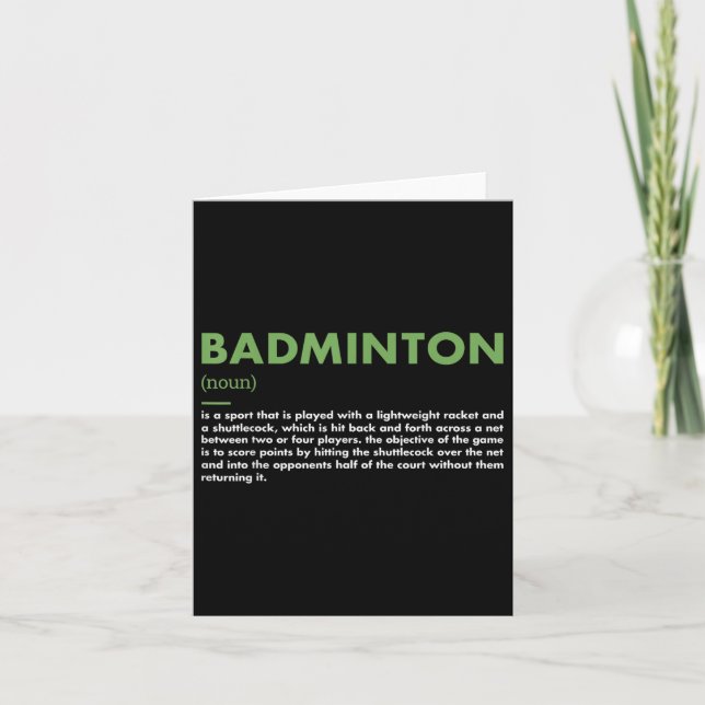 Sport Definition Badminton  Card (Front)