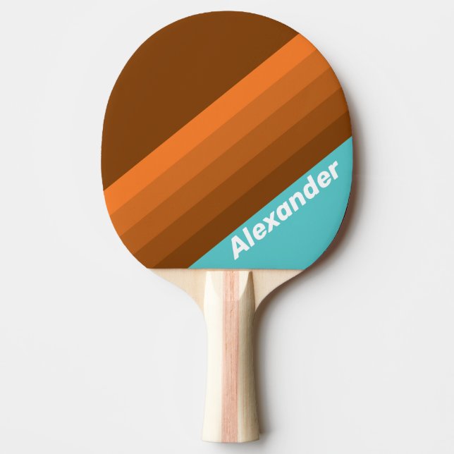 Sport Desert Teal Stripes with Name Ping Pong Paddle (Front)