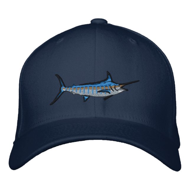 Sport Fishing Blue Marlin Embroidery Embroidered Hat (Front)