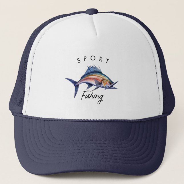 Sport Fishing Blue Marlin Trucker Hat (Front)
