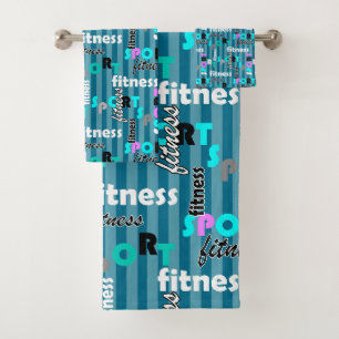 sport fitness bright text pattern for sportswear bath towel set