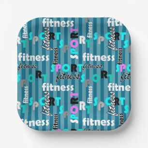 sport fitness bright text pattern for sportswear paper plate