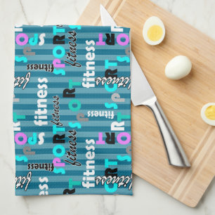 sport fitness bright text pattern for sportswear tea towel