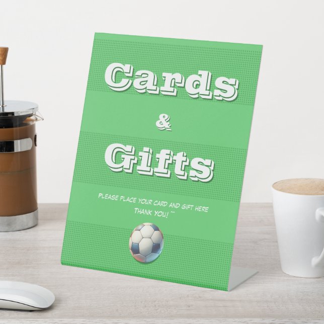 Sport Football Baby Boy Shower Cards & Gifts Pedestal Sign (In SItu)