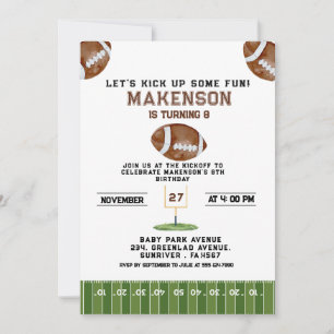 Sport Football  Second Birthday 8th year Down Invitation