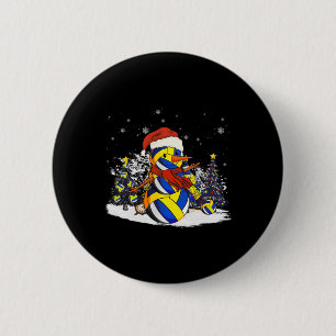 Sport Funny Christmas Volleyball Player Ball Snowm 6 Cm Round Badge