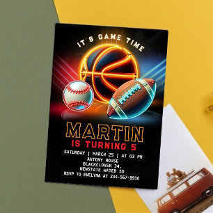 Sport Game Time Birthday Party Invitation