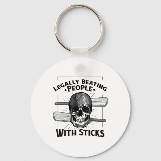 Sport Humor Legally Beating People With Sticks Sku Key Ring (Front)