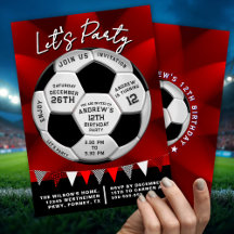 Sport Lovers Soccer Ball Boys Red Birthday