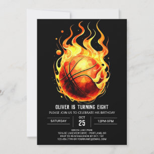 Sport Modern Happy Basketball Birthday Invitation