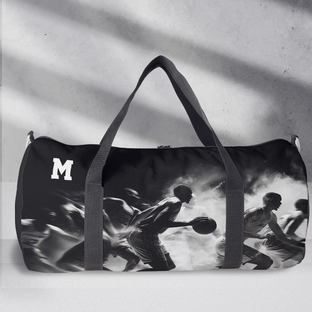 Sport Monogram, black and white, basketball Duffle Bag (Personalized Monogram, Black and white Sport, basketball Duffel Bag.)