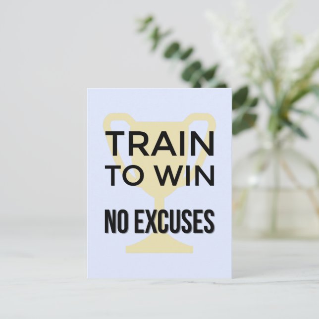 Sport motivational train to win typography postcard (Standing Front)