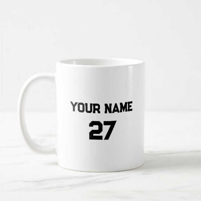 Sport Name and Number Personalised Coffee Mug (Left)