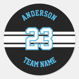 Sport Name, Team and Number Designs Classic Round Sticker