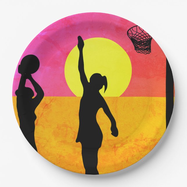 Sport Party Idea Netball Themed Paper Plate (Front)