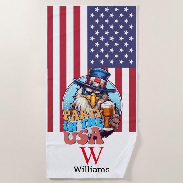 SPORT Party In USA Monogram Beach Towel (Front)