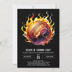 Sport Pastel Boy Basketball Birthday Invitation