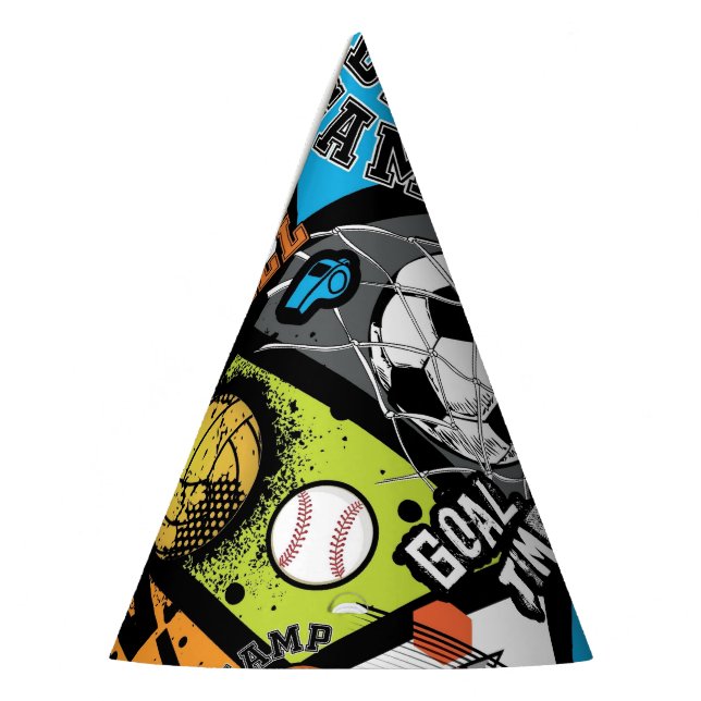 Sport Pattern With Balls Party Hat (Left)
