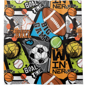 Sport Pattern With Balls Shower Curtain