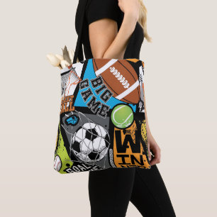 Sport Pattern With Balls Tote Bag