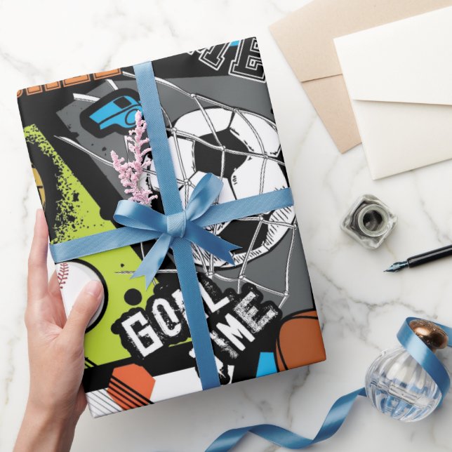 Sport Pattern With Balls Wrapping Paper (Gifting)