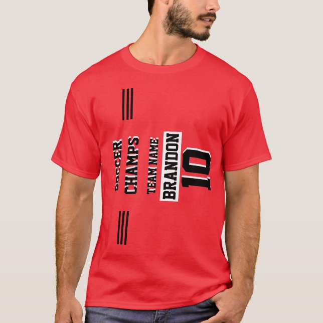 sport player soccer champs personalised red T-Shirt (Front)