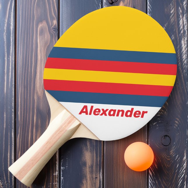 Sport Retro Mountain Stripes with Name Ping Pong Paddle (Creator Uploaded)
