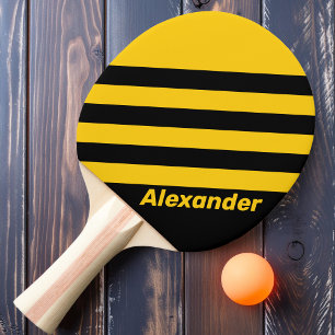 Sport Safety Bee Nostalgic Stripes with Name Ping Pong Paddle