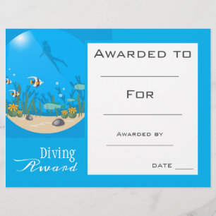 Sport scuba diving certificate award