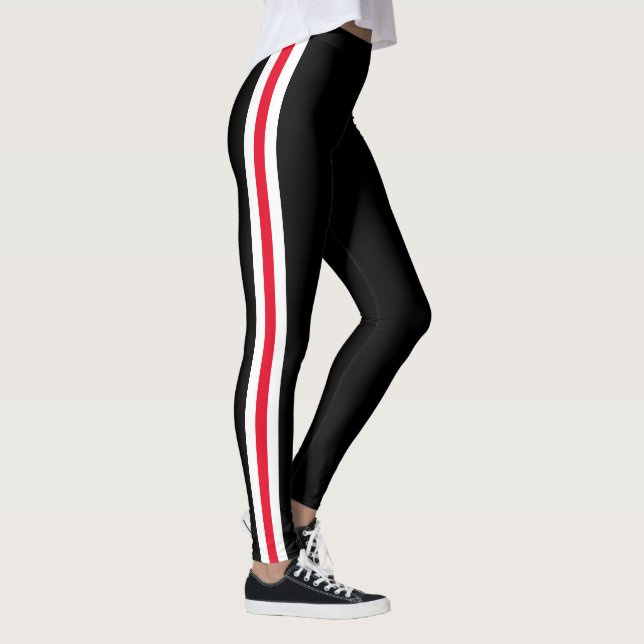 Sport Side Stripe Black Leggings Choose Your Colou (Right)