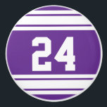Sport Stripes Purple and White with Number Ceramic Knob<br><div class="desc">Sport Styled Ceramic Knobs ready for you to customise with your number, monogram or any thing you want. Great for any sporty styled room. ⭐This Product is 100% Customisable. Graphics and / or text can be added, deleted, moved, resized, changed around, rotated, etc... ⭐99% of my designs in my store...</div>