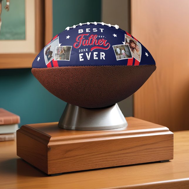 Sport Style Red & Navy Emblem Best Dad Ever Photo Football (Sport Style Red & Navy Emblem Best Dad Ever Photo Football)