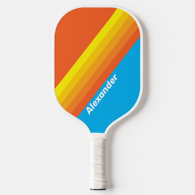 Sport Sunburst Sea Stripes with Name Pickleball Paddle (Front)