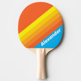 Sport Sunburst Sea Stripes with Name Ping Pong Paddle