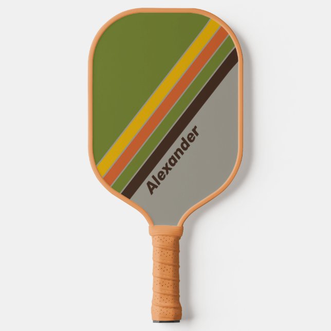Sport Sunset Clover Striped with Name Pickleball Paddle (Front)
