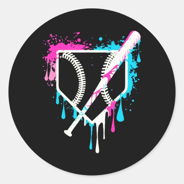 Sport Team Cool Baseball Home Plate Drip With Spri Classic Round Sticker (Front)