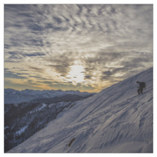 Sport Themed, A Man Climbing Down The Slope Of A M Fabric