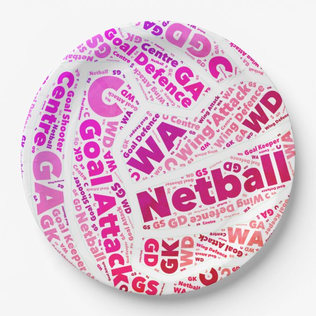 Sport Themed Netball Paper Plate (Front)