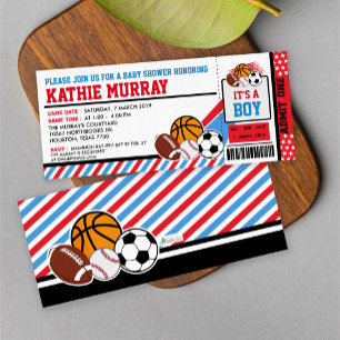 Sport Ticket Pass Baby Shower Invitation