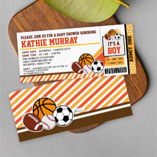 Sport Ticket Pass Baby Shower Invitation