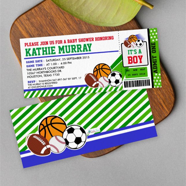 Sport Ticket Pass Baby Shower Invitation (Creator Uploaded)
