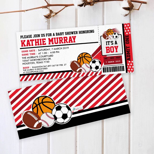 Sport Ticket Pass Baby Shower Invitation (Creator Uploaded)