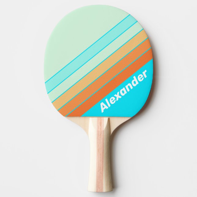 Sport Tropic Splash Striped with Name Ping Pong Paddle (Front)