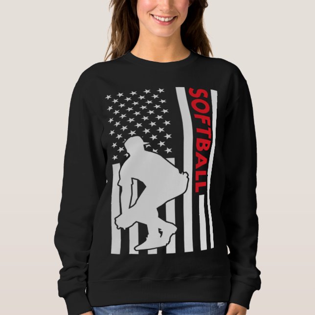 Sport Us Flag Softball Sweatshirt (Front)