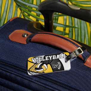 Sport Volleyball 🏐 - Black and Yellow Gold  Luggage Tag
