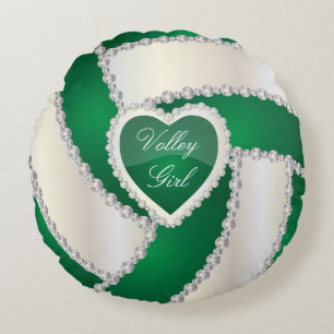 Sport Volleyball   DIY Text   Dark Green Round Cushion