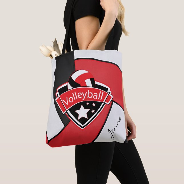 Sport Volleyball | DIY Text - Red Tote Bag (Close Up)