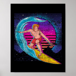 Sport Waves Ocean Surfer 90s Vaporwave Retro Surfi Poster