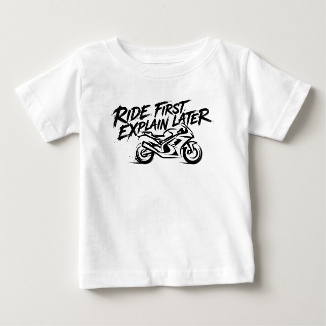 Sportbike Rider Action Mentality Baby T-Shirt (Front)